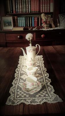 High tea set on the table at the Royal Arms, Nimmitabel